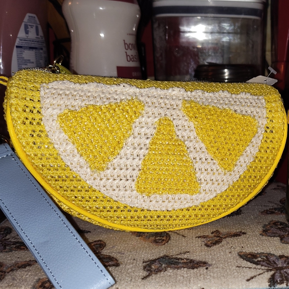 Yellow Lemon Woven Clutch